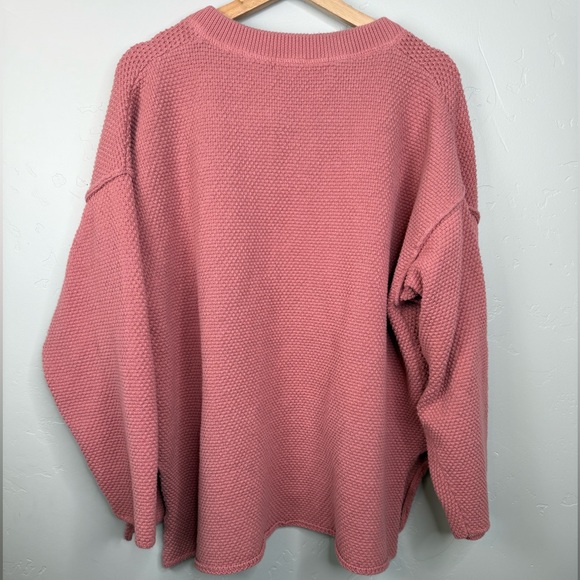 Free People  Hailee Sweater Knit Henley Top FP Beach Rosie Pink Size XL - Picture 4 of 7